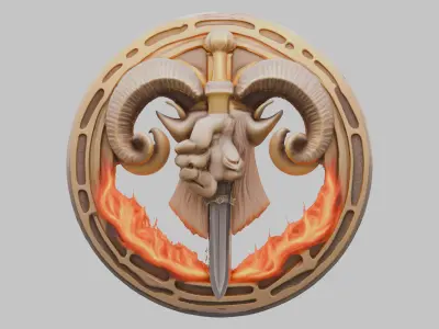 Goat Fire Emblem Low-poly 3D model