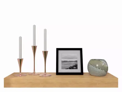 Wall Shelf with Decoration v01 3D model