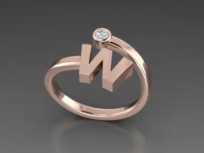 Jewelry Alphabet Ring W 3D print model