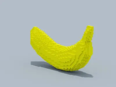 Voxel Banana Low-poly 3D model