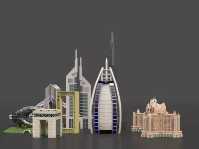 Dubai Landmark 3D Bundle Modern and Iconic Architecture 3D Model Collection