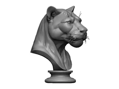 panther head bust 3D print model