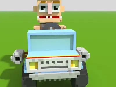 Truck Car and character for your Apocalyptic Game 3D model