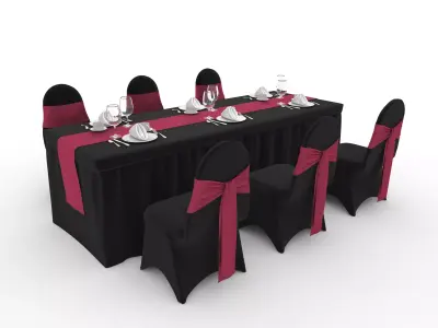 Banquet Table and Chair 140 3D model