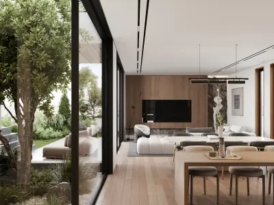 AR-24092 Cozy Space - Living room-Kitchen-Hallway 3D Scene 3D model