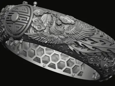 Dragon and phoenix bangles 3D print model