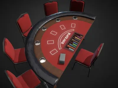 blackjack table Low-poly 3D model