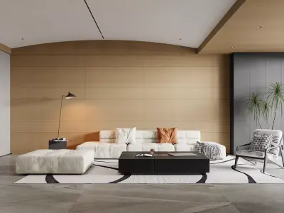 Modern living room dining room interior scenes 383 3D model