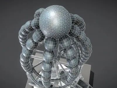 Waterwheels Fountain High-Poly Version 3D model