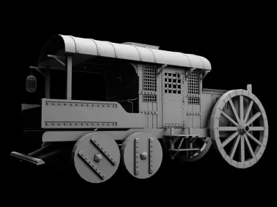 Medieval Prison Vehicle Low-poly 3D model