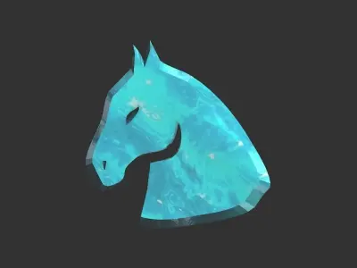 3D 2D horse head decoration Low-poly 3D model