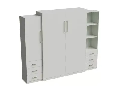 White Wall Bed Cabinet Closed 3D model