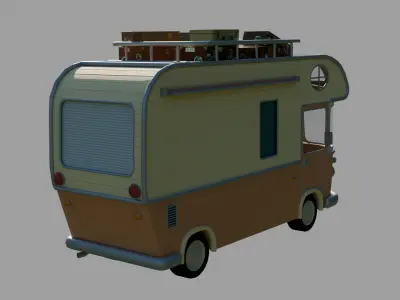 Stylized furnished Caravan-Camper 3D model