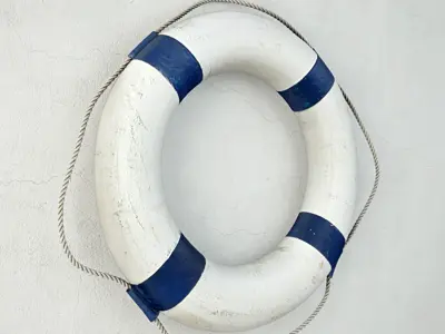 Vintage Nautical Navy Blue and White Life Preserver 3D model