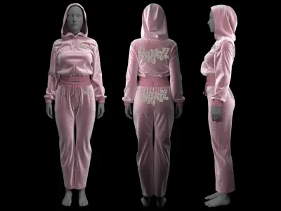 Pink Tracksuit  with Bratz Logo Fitted to Gen8 Body Mesh 3D model