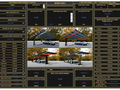 Solar Carport Energy Generation Simulation 3D model