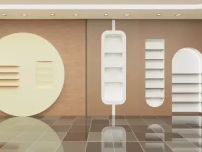 Modern Cosmetic Showroom Interior 3D Retail Display  Low-poly 3D model