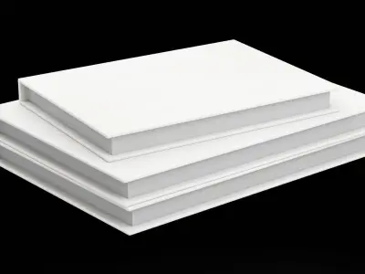 Three Empty White Books Mockup Low-poly 3D model