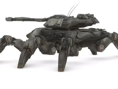 Spider Legged Tank 3D Model Futuristic Mecha Vehicle 3D model