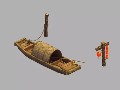Game Ancient China - Transportation - Boat 03 3D model