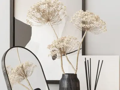 Decor set with heracleum 3D model