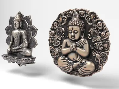 Buddhas 2 Low-poly 3D model