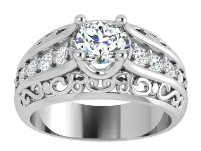 Round Diamond Engraving Ring 4332 3D print model