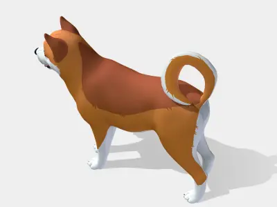 Cartoon Dog - Akita Inu Low-poly 3D model