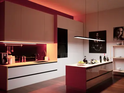 Modern Kitchen with Dining Room 3D model