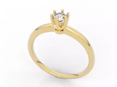 Solitaire engagement ring 3D print model 16