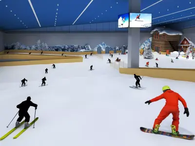 Indoor ski slope  Low-poly 3D model