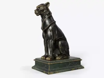 Big Cat Sculpture Low-poly 3D model