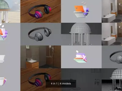 4 in 1 3D Model Collection