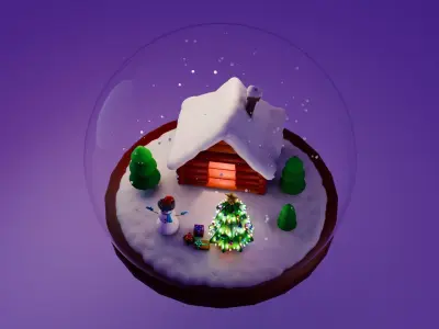 Animated Christmas Snow Globe Free 3D model