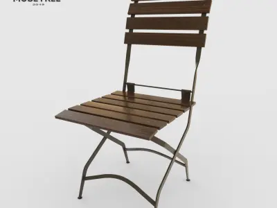 Chair French Cafe Bistro Folding Side  Low-poly 3D model