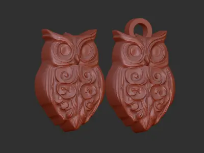owl pentant cnc  3D print model