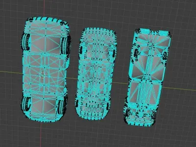 wrecked cars body low poly mesh perfect for any games  Low-poly 3D model