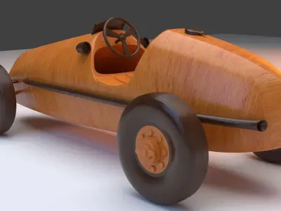 Old style wooden toy car 3D model