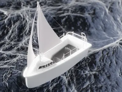 Sailing Yacht or Sailboat Low-poly 3D model