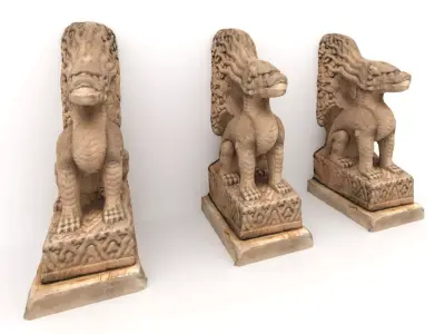 Chinese Stone Animal Statue Low-poly 3D model