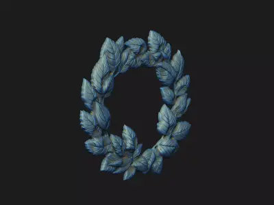 Wreath Laurel Award cad leaves Oxidized cnc laser engraved 3D print model