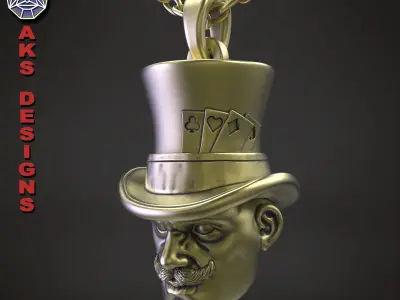 Pendant organic biker jewelry Magician v154 3D print model