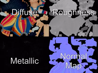 Colorful Overalls Character model pack Low-poly 3D model