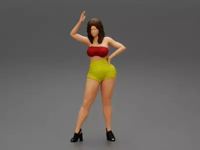 Sexy Woman Leather Skirt Bra 3D print model