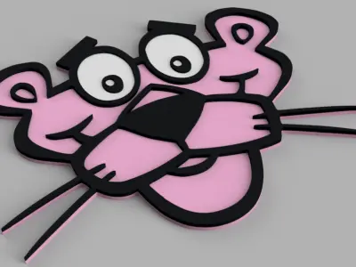 Pink Panther Head Logo Wall Art Free 3D print model