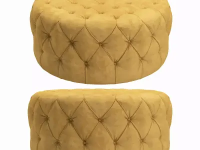 Round Tufted Cocktail Ottoman Low-poly 3D model