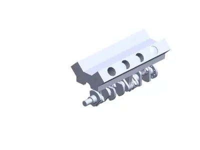 V8 engine with only pistons  crankshaft and block 3D model