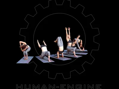 Various Yoga Female Poses with Mat 004 Bundle 3D model