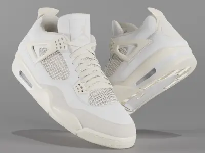 Jordan 4 Sail Shoe Low-poly 3D model