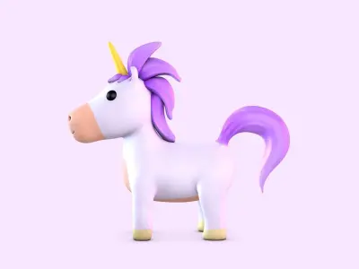 Cartoon Unicorn Low-poly 3D model
